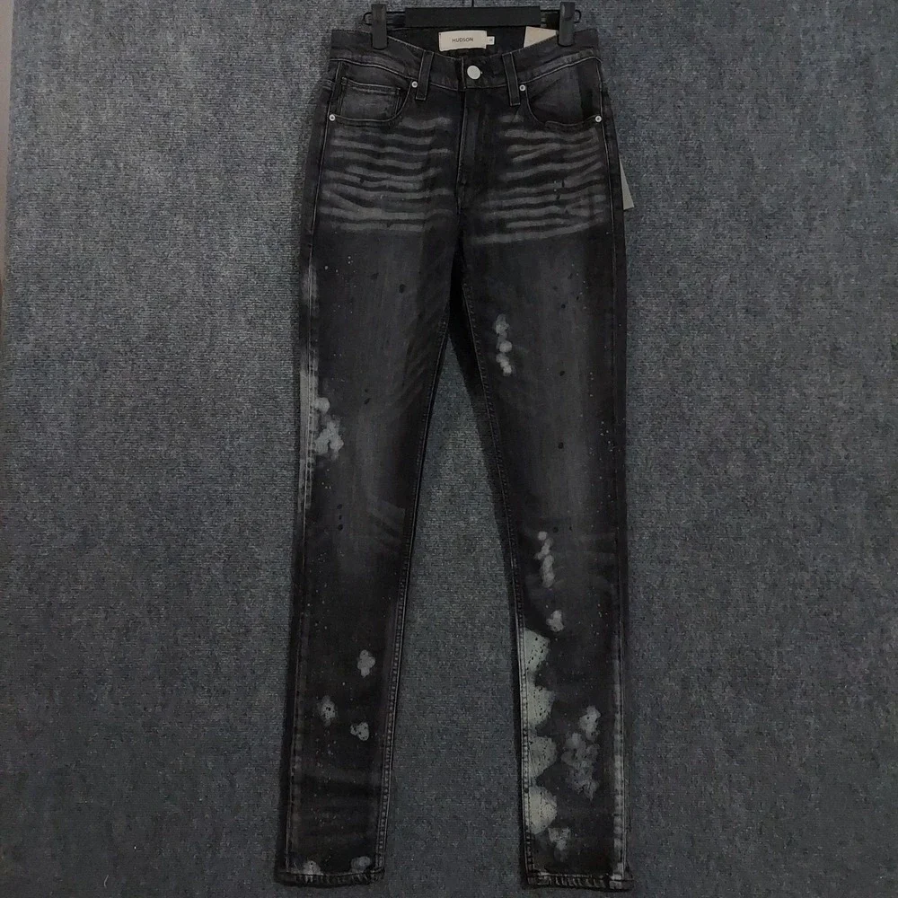 Hudson Zack Skinny Jeans Mens 29x36 Black Painter Dark Wash Stretch‎ Denim